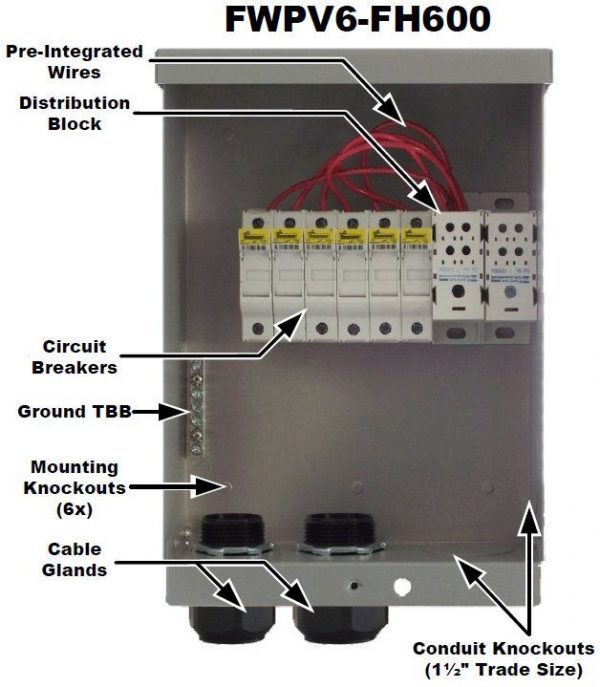 Outback Power ICS Combiner Box With Six Fuse Holders, 600V - Image 2